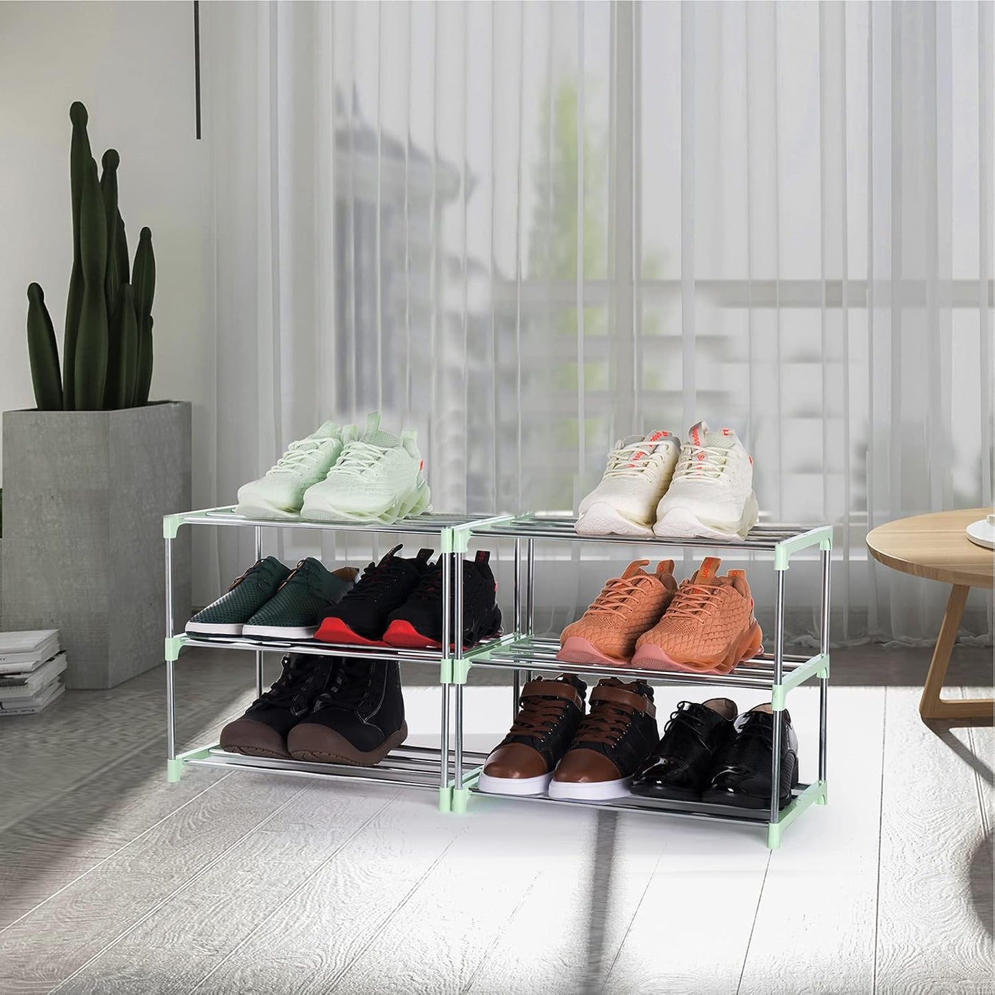 3-Tier Stackable Small Shoe Rack, Lightweight Shoe Shelf Storage Organizer for Entryway, Hallway and Closet(Black)