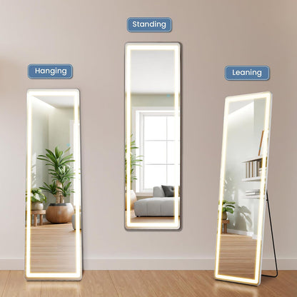 OLIXIS 64"x 21.5" Arched Mirror Full Length, Full Body Mirror with Stand, Hanging or Leaning for Wall, Floor Standing with Shatter-Proof Glass for Bedroom, Living Room, Long, Black