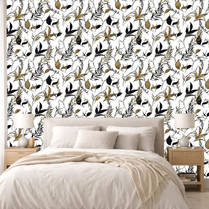 Sage Green and Blue Leaf Peel and Stick Wallpaper Modern Removable Self Adhesive Waterproof Renter Friendly Wall Covering for Bathroom and Accent Walls 17.7in x 88.5in
