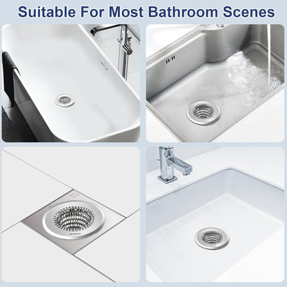 TRAPMATE Shower Drain Hair Catcher, 4.4" Easy Clean Bathtub Drain Hair Catcher, Anti-Slip Bath Tub Drain Protector, Upgraded 304 Stainless Steel Shower Sink Drain Cover for Bathroom (Patented Product)
