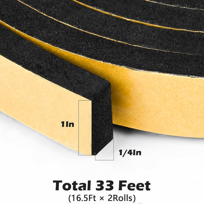 ToLanbbt White Door Window Weather Stripping Self Adhesive Foam Tape High Density Foam Sealing Strip Window Insulation Weatherproof Gasket Tape for Doors and Windows (1/2" W X 1/8" T X 16.5')