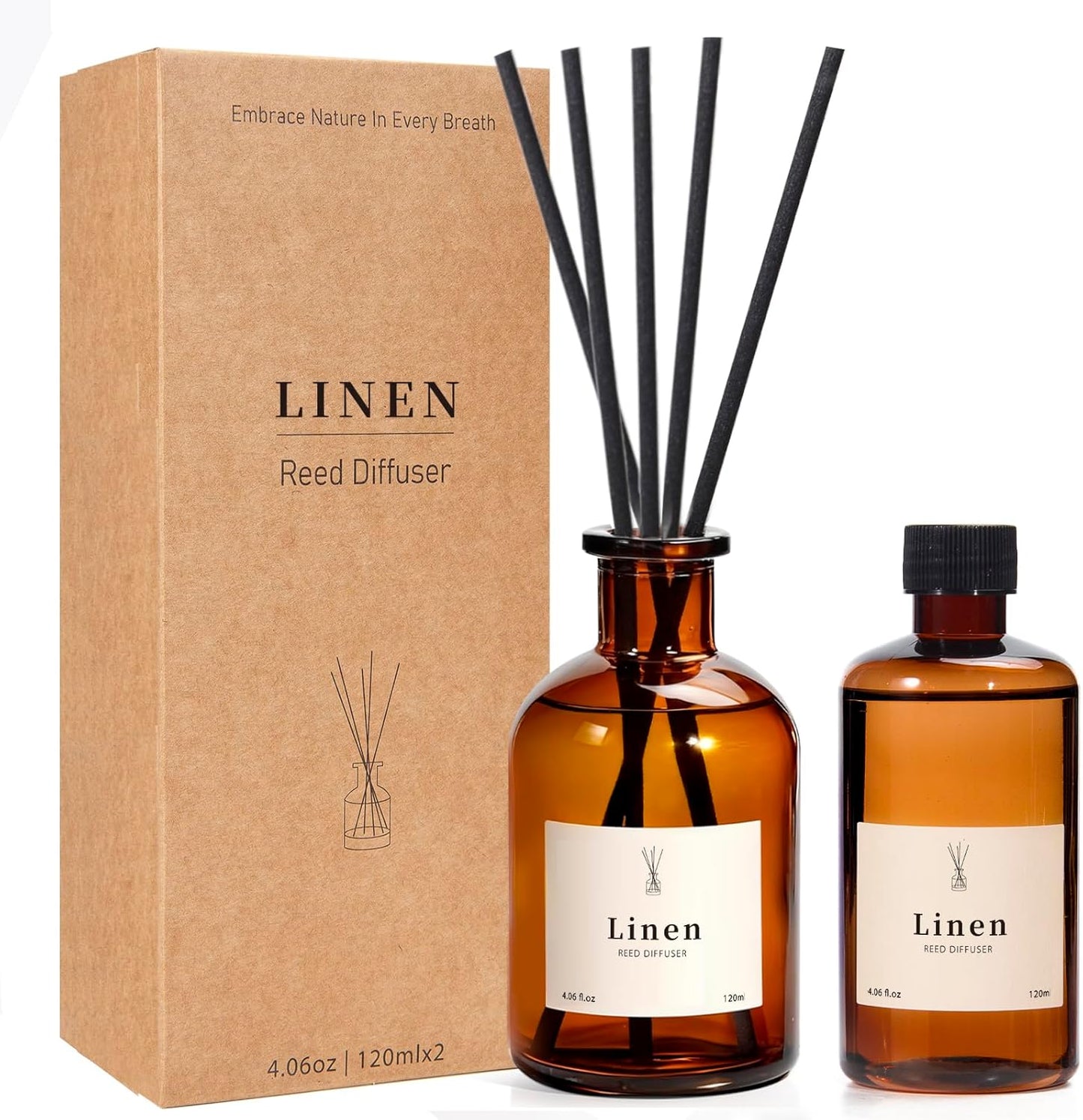 Reed Diffuser Set, 8.12 fl.oz Citrus Scent Oil Diffuser with Sticks, Long-Lasting Home Fragrance Reed Diffuser for Bathroom Shelf Decor, Air Freshener Room Diffuser, 2 Pack