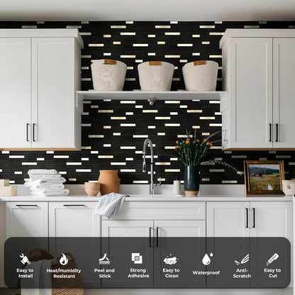 STICKGOO Peel and Stick Backsplash Tile, Stick on Backsplash for Kitchen and Bathroom, Volakas White Look PVC Mixed Metal Silver Self Adhesive Wall Tiles(Sample)