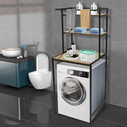 Over Washer and Dryer Shelves,Dryer Storage Shelf,3 Tiers Laundry Room Storage and Organizer Standing Shelf,Height Adjustable Laundry Room Shelves, Load-Bearing Capacity 22lbs (Log)