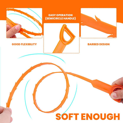 Drain Snake Clog Remover 4 Pack 20 Inch, Flexible Hair Drain Cleaner, Non-Slip Grip for Sink Shower Tub Toilet Kitchen Bathroom Clog Remover