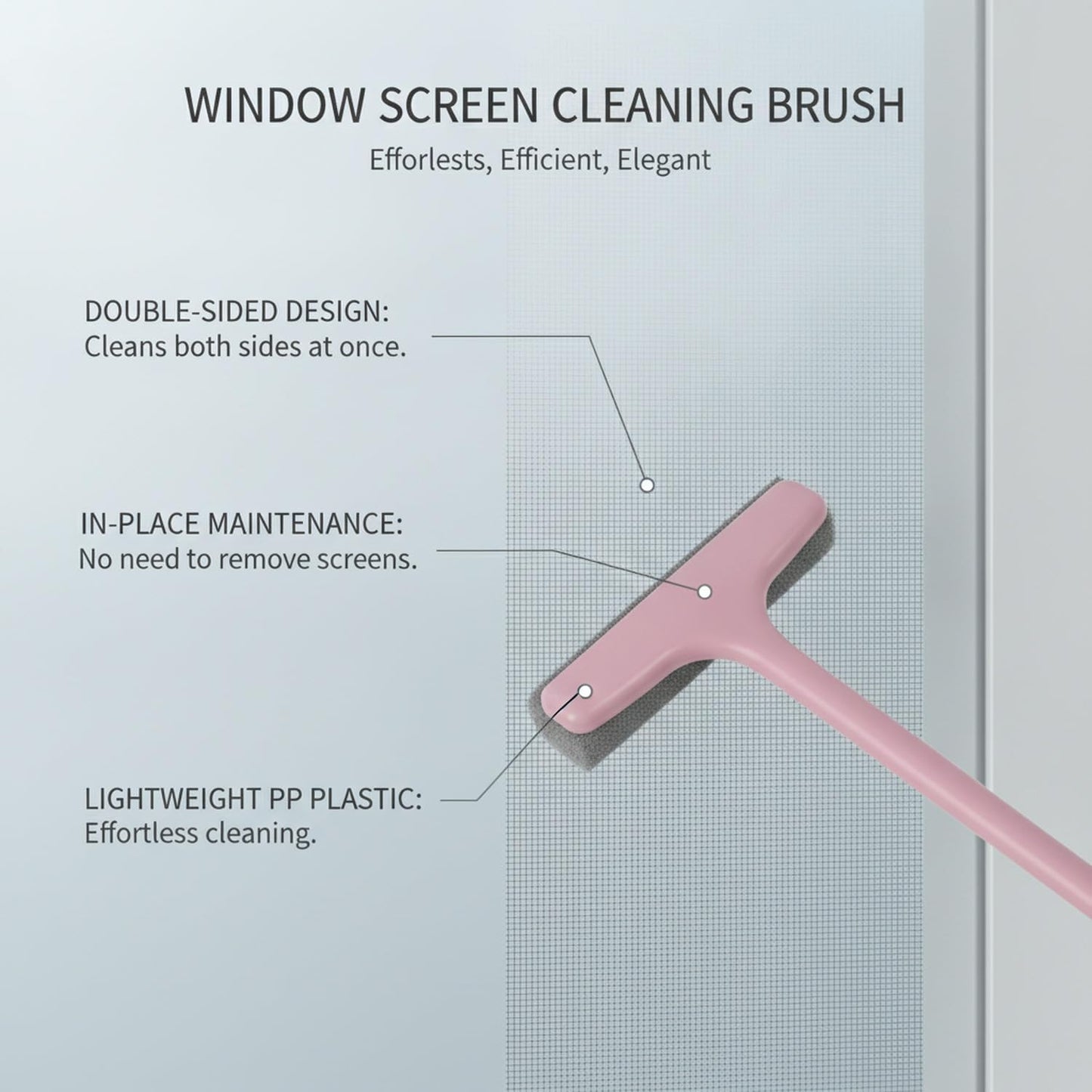 Home Window Care: Double-Sided Screen Cleaning Brush for in-Frame Mesh Maintenance, Durable PP Tool (1 Piece)