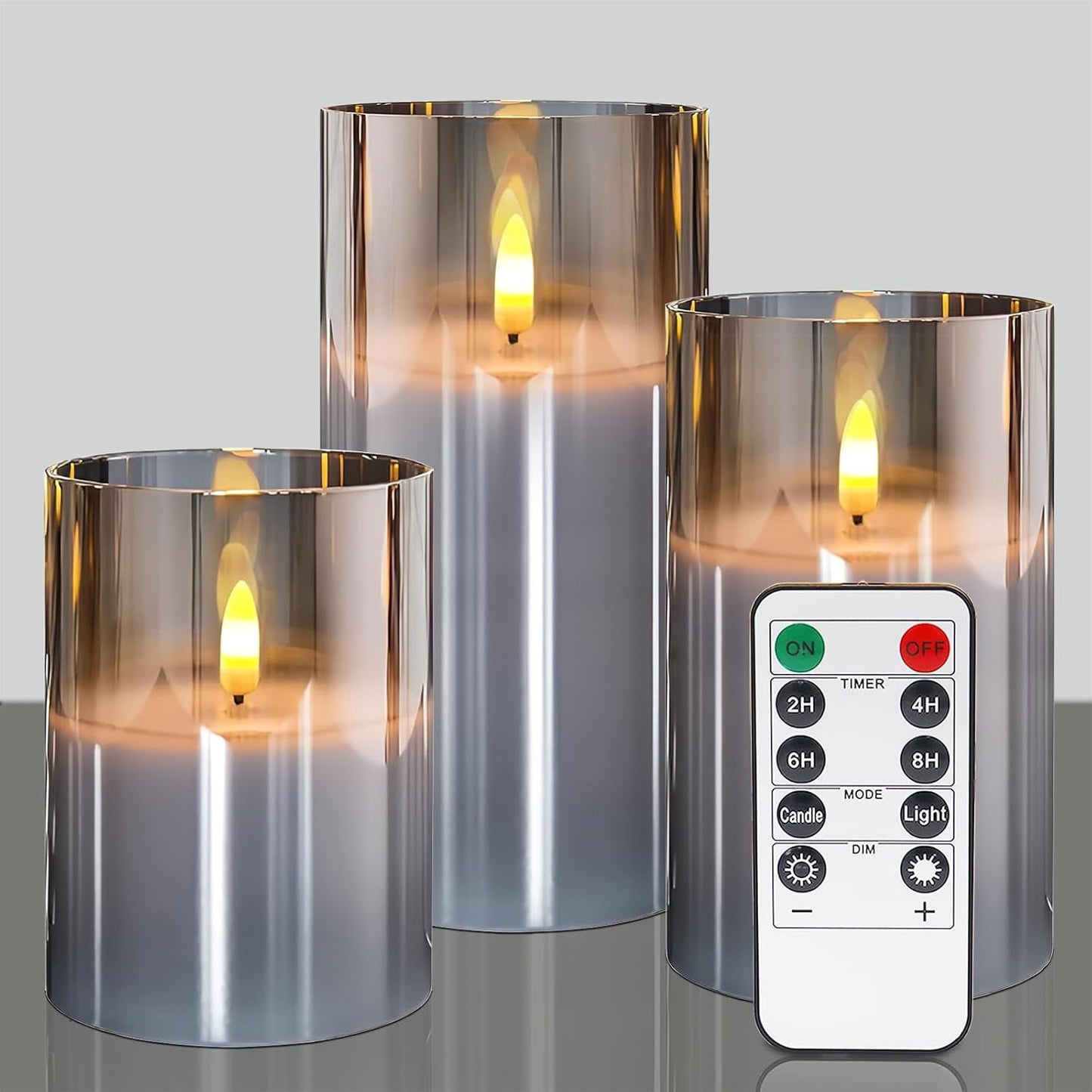 VIEWELLD Flickering Flameless Candles with Remote and Timer, Realistic LED Candles, Battery Operated Candles for Christmas Home Wedding Birthday Decoration, Real Wax Set of 3(Ivory White)