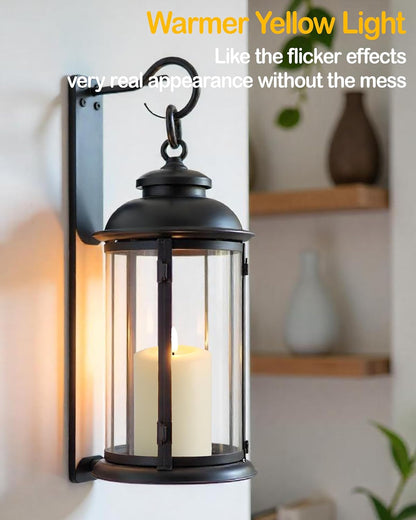 Gmnee 3"x4" Flickering Flameless Candles with Remote Timer, Real Wax, Ivory Pillar Candles, Set of 3 Fake LED Battery Operated Candles for Home, Fireplace, Centerpiece, Rustic and Farmhouse Decor