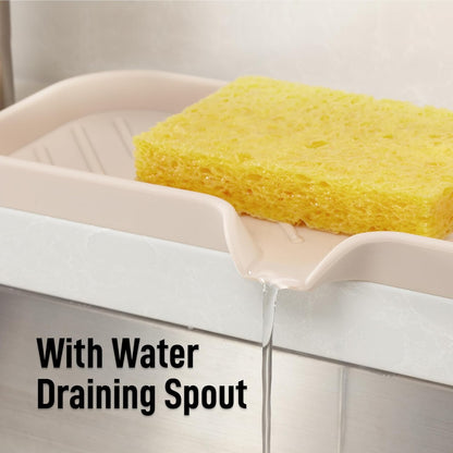 Zulay Kitchen (9x3.5in) Sponge Holder for Kitchen Sink - Flexible Heavy-Duty Multipurpose Sink Caddy - Counter Organizer for Kitchen, Bathroom, Makeup, Trinkets & More! (Grey)