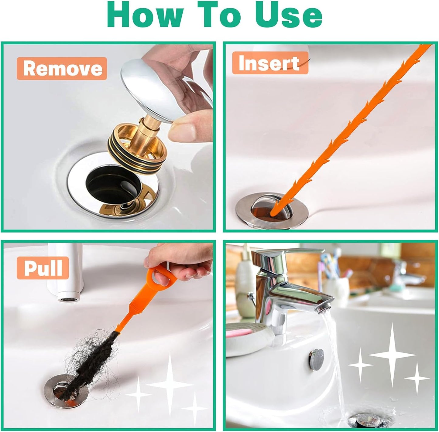 Drain Snake Hair Drain Clog Remover - 3 Pack Shower Snake Sink Unclogger Tool with Exquisite Packaging