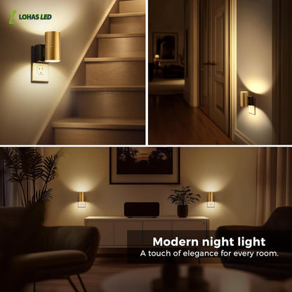 L LOHAS LED Night Light,Dimmable Night Lights Plug into Wall, 2 Pack Acrylic Nightlight with 0-100 LM Adjustable Brightness, 3000K Plug in Night Light with Dusk to Dawn Sensor, for Bathroom Hallway