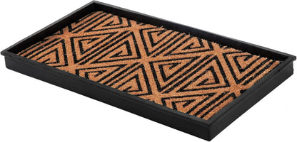 Anji Mountain Heavy Duty Waterproof Rubber Shoe Storage Mat Organizer/Boot Storage Tray Multi Use for Entryway with Coir, Tan Insert, Fits 4 Pair (46.5" Wide)
