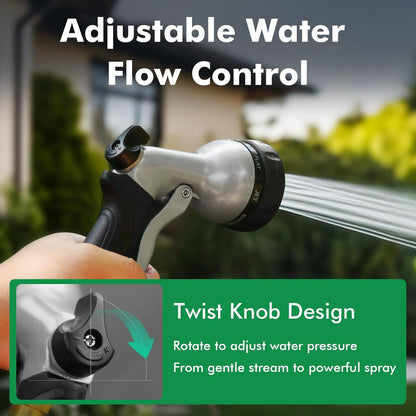 RESTMO Garden Hose Nozzle, Heavy Duty Metal Water Hose Nozzle with 7 Adjustable Spray Patterns, High Pressure Hand Sprayer with Flow Control for Watering Plants & Lawns, Washing Cars & Pets