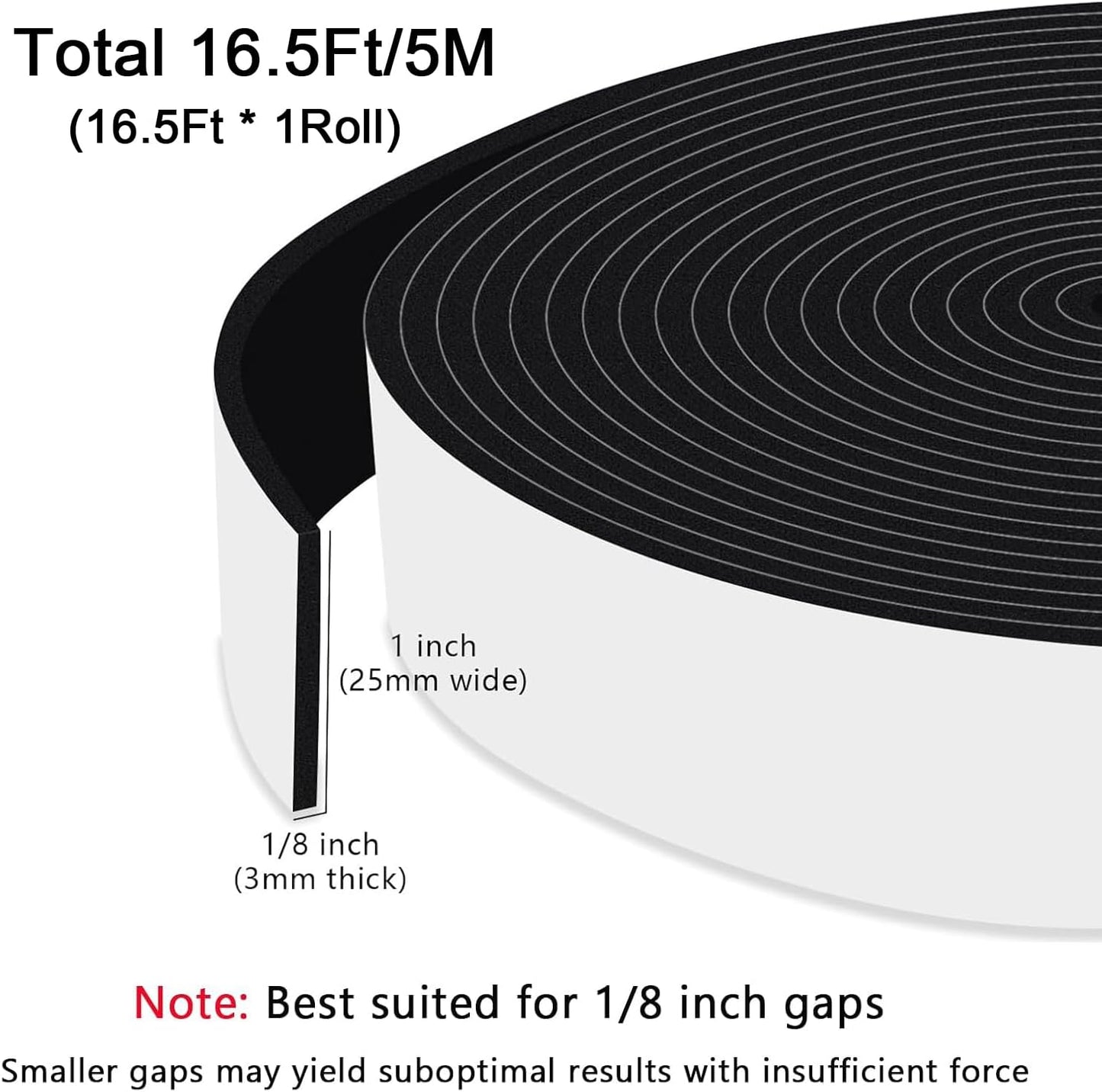 Upgraded Strong Adhesive Foam Weather Stripping Door Seal Insulation Tape for Insulating Door,Window, Air Conditioner Noise-Reduction Self Adhesive Sealing Weatherstrip (1 in x 1/2 in x 10 Ft) - Colors A