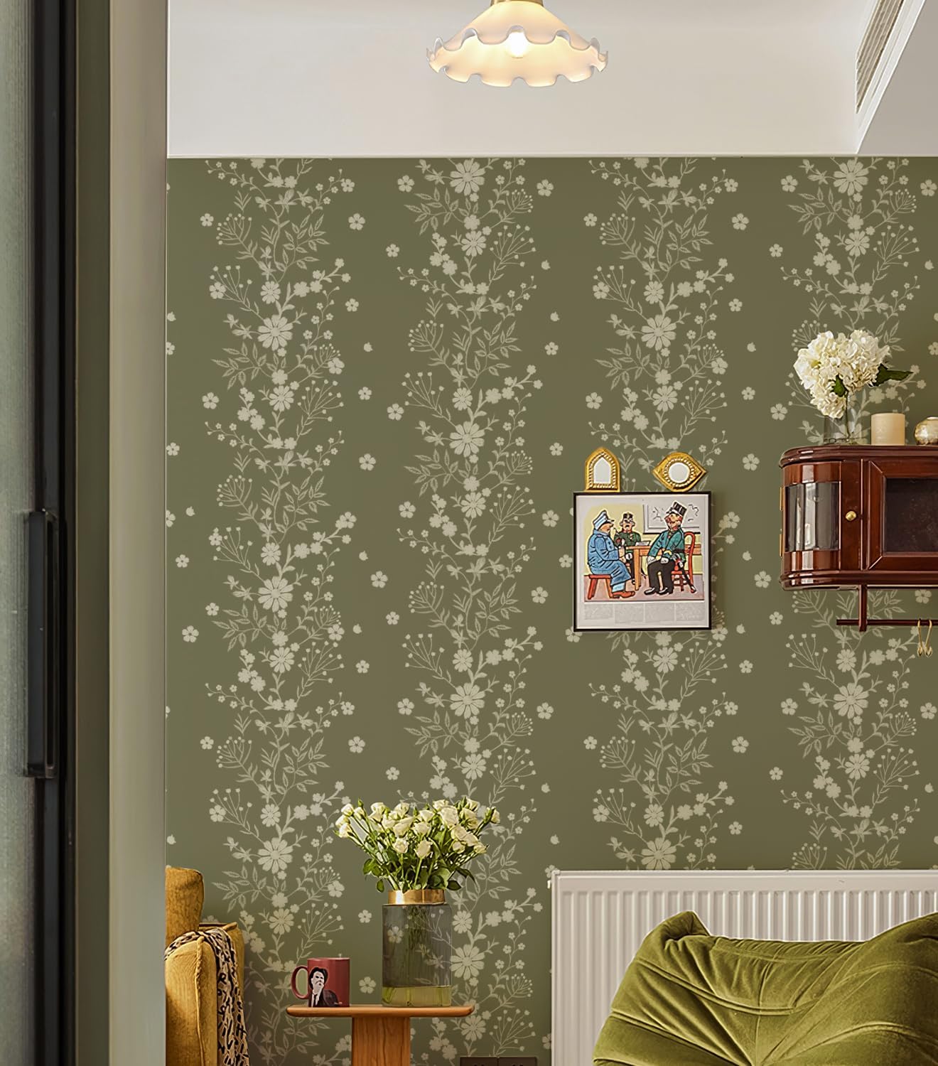 Peel and Stick Wallpaper Boho Wall Paper Peel and Stick Modern Watercolor Beige Wallpaper for Bathroom 17.3"x118"