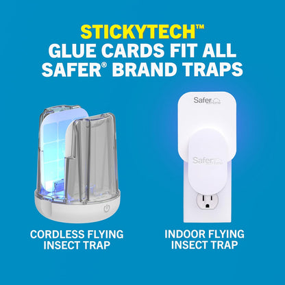 Safer Home Flying Insect Trap, Plug-In Fruit Fly Trap for Indoors, 1-Pack | Flying Insect, Moth, & Gnat Trap, Fruit Fly Killer, Fly Catcher, 24/7 Catch, Chemical-Free, 1 Trap + 2 Glue Cards, SH502