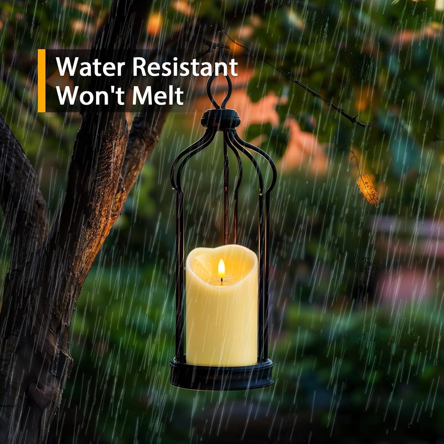 Amagic IP65 Waterproof Outdoor Flameless Candles with Remote, LED Candles Battery Operated with Timer, Flickering Fake Pillar Candle for Outside Patio Yard Decor, Ivory, Set of 5, D3 X H4 5" 6" 8" 8"