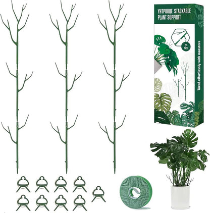 Yhtpouqe 12 Pack Plant Support Stakes, Plant Stakes for Indoor and Outdoor Plants. 39.37inch Plant Sticks with Extension Poles, Plant Clips, Plant Ties for Potted Monstera Plants, Climbing Plants