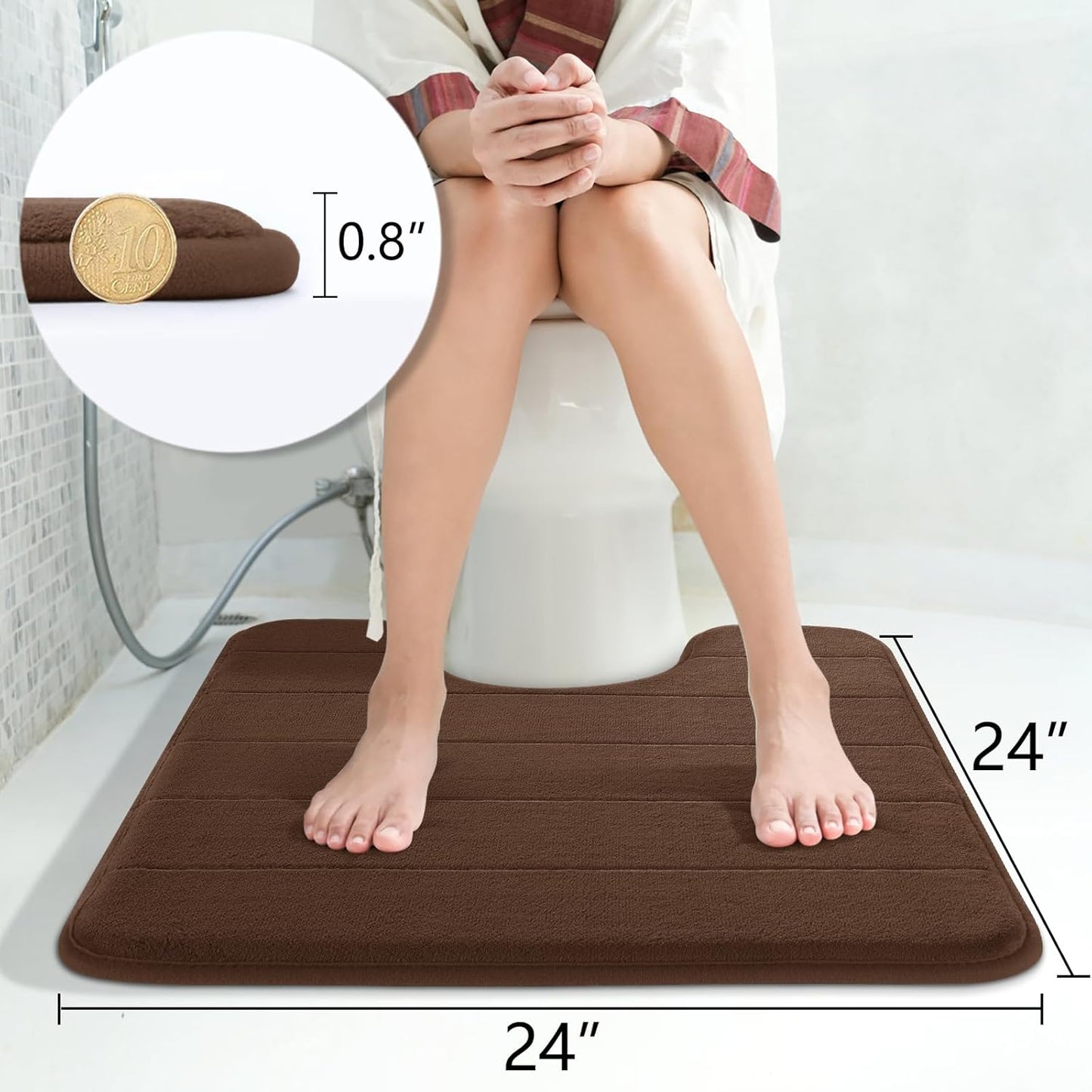 Yimobra Memory Foam Bath Mat, Super Soft Absorbent Bathroom Rug Non Slip, Quick Dry, Machine Washable Floor Carpet for Tub Shower, Home Decor Accessories, 24x17, Grey