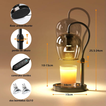 Candle Warmer Lamp with Timer & 4-Level Dimmer, Electric Wax Warmer for Jar Candles, Black Home Decor with 2 Bulbs, Gift for Women, Men, Housewarming