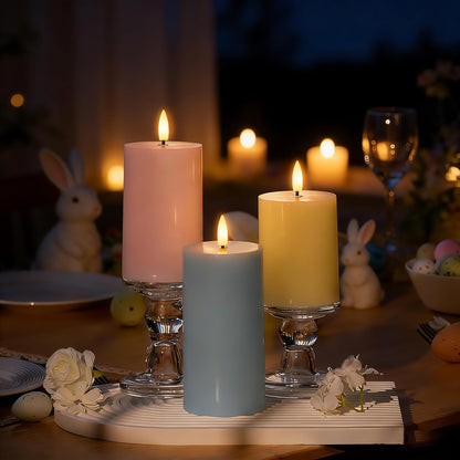 White Flameless Pillar Candles, Battery Operated Wax Candles with Remote, Flat Top Flickering Flameless Candles, LED Candle for Home, Wedding, Party Decor, Set of 3, Φ 3" H 4" 5" 6"