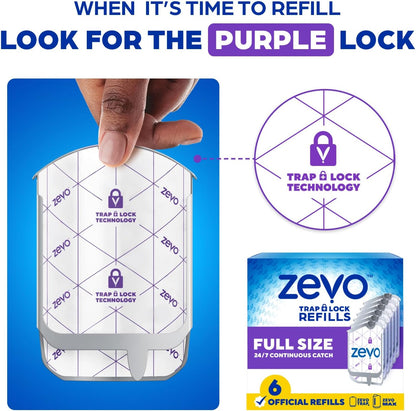Zevo Flying Insect Trap Official Refill Cartridges - Fits Zevo Trap and MAX Indoor Fly Trap, Trap+Lock Technology Fly Trap Refill for Gnats, House Flies & Fruit Flies (8 Official Refill Cartridges)