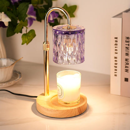 Candle Warmer Lamp with Timer and Dimmable, Electric Wax Melt Candle Warmers Height Adjustable with 2 Bulbs, Birthday Gifts for Women House Warming, Home Decor for Scented Jar Candles(Clear)