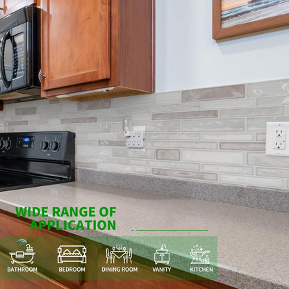 LONGKING Marble Peel and Stick Backsplash for Kitchen, 3D Adhesive Tile Backsplash for Kitchen, Bathroom, Wall Tile, 10 Sheets, 12" x 12"