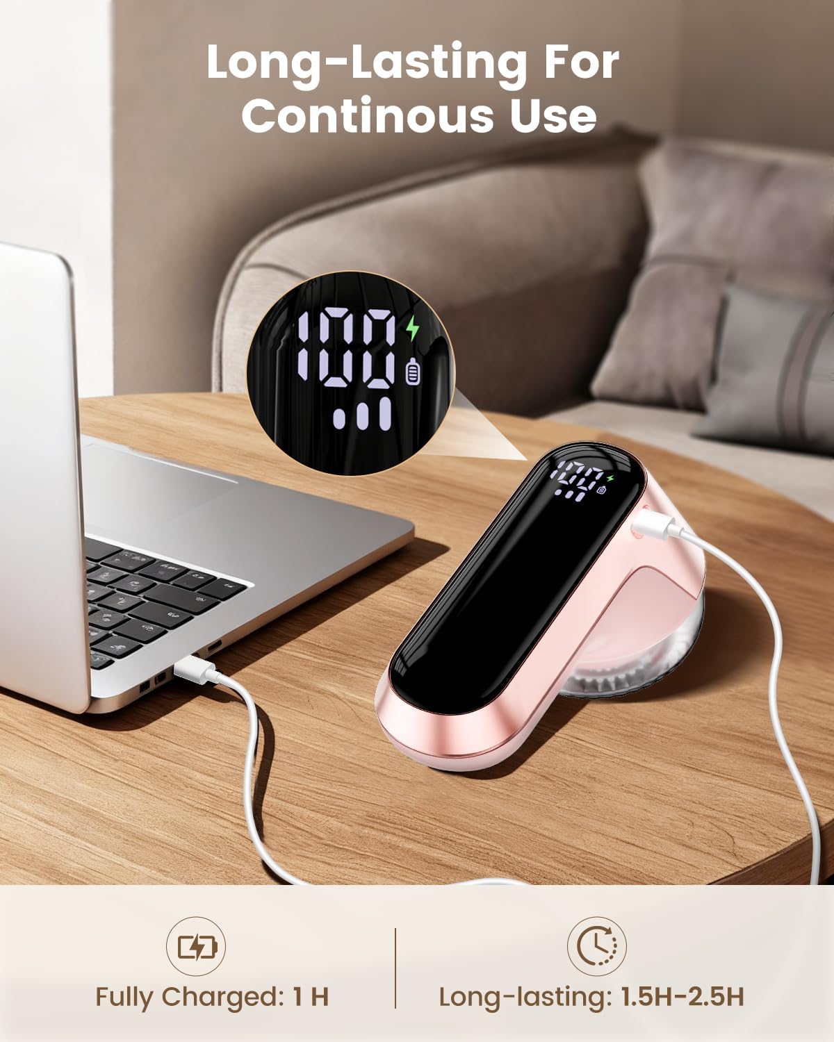 coldSky Fabric Shaver, Rechargeable Lint Shaver with Digital Display, Portable Sweater Defuzzer with 3 Speeds, 6 Leaf Blades and Safety Lock, Electric lint Remover for Clothes, Sweater (Silver)
