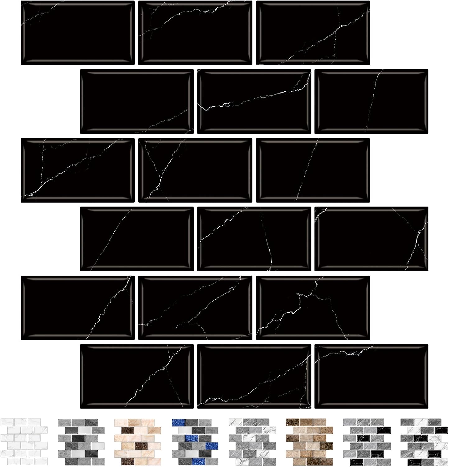 URCOLOR 10-Sheet Subway Tile Peel and Stick Backsplash for Kitchen,12"x12" Self Adhesive Wall Tiles Sticker on Back Splashes for Bathroom Gray Marble Design