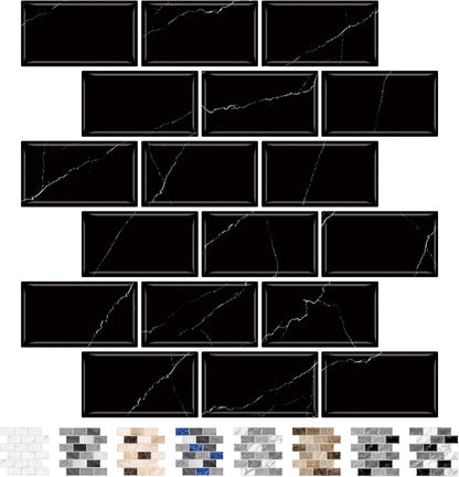 URCOLOR 10-Sheet Subway Tile Peel and Stick Backsplash for Kitchen,12"x12" Self Adhesive Wall Tiles Sticker on Back Splashes for Bathroom Gray Marble Design