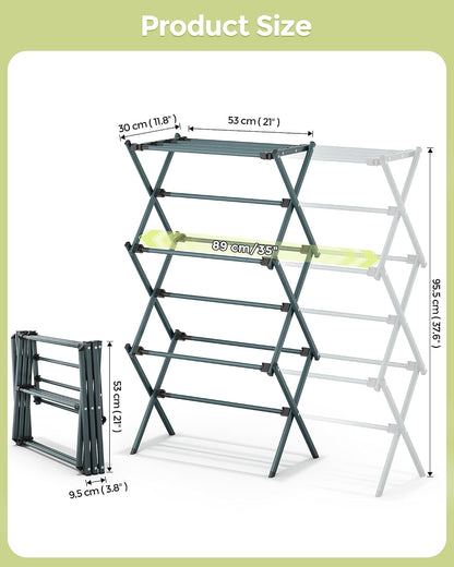 APEXCHASER Drying Rack Clothing - 3 Tier Metal Clothes Drying Rack Collapsible, Laundry Drying Rack Expandable, Small Clothe Airer for Baby Clothes Towel Bib Sock Indoor Outdoor Use(White)