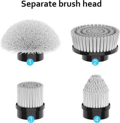 TUYU Replaceable Brush Heads Electric Spin Scrubber,4 Pack Brush Heads & 4 pcs Extra Brushes Kit, Cordless Spin Scrubber Power Cleaning Brush for Bathroom Floor