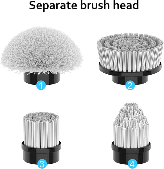 TUYU Replaceable Brush Heads Electric Spin Scrubber,4 Pack Brush Heads & 4 pcs Extra Brushes Kit, Cordless Spin Scrubber Power Cleaning Brush for Bathroom Floor
