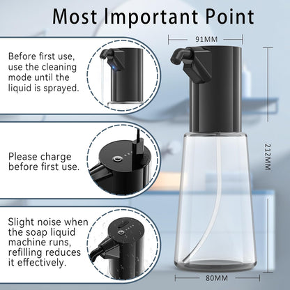 Automatic Soap Dispenser Touchless, Rechargeable 15oz/400ML Large Capacity Four-Level Adjustable Dispenser Volume Suitable for Bathroom and Kitchen (White)