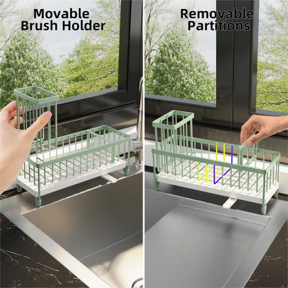 Moforoco Extra Large Sponge Holder for Kitchen Sink Organizer Caddy, Dish Brush Scrubber Holder,Stainless Steel Sink Box Utensil Holder,Soap Dispenser Set Tray Counter Accessories & Storage Rack