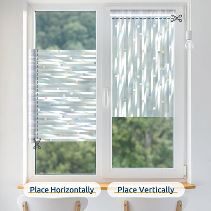 rabbitgoo Reeded Glass Window Privacy Film, Non Adhesive Frosted Glass Window Film, Static Cling, Removable, UV Heat Blocking, Anti-Glare, Decorative for Bathroom Living Room, 17.5 by 78.7 Inches