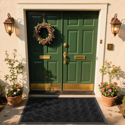 Yimobra Doormat Outdoor Entrance 29.5x17, All-Weather Waterproof Outdoor Mats for Front Door, Non Slip Welcome Door Mat for Patio Proch Outside Entryway Indoor, Black
