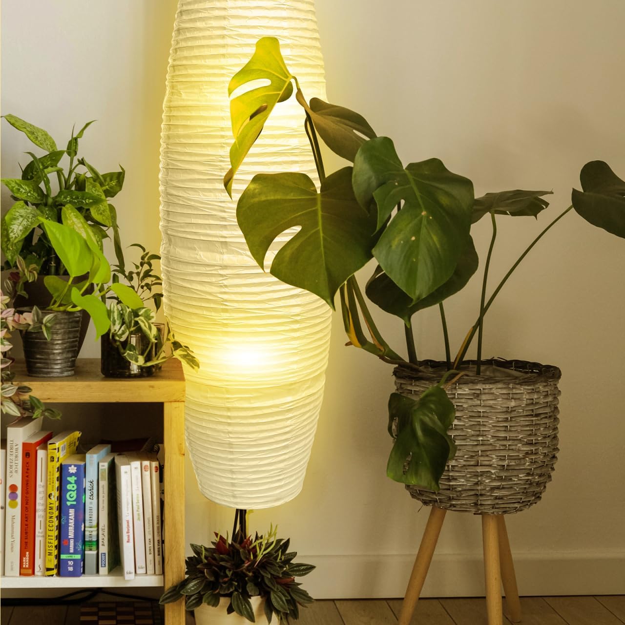 TOYANDONA Lamp Shade, Paper Floor Lampshade Foldable Standing Floor Lamp Shades Replacement Making Light Soft for Living Room Hotel Home（43. 23 Inches）
