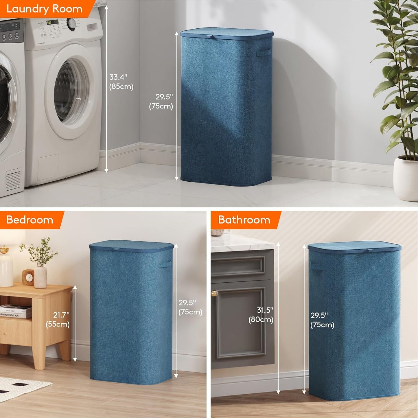 Lifewit 165L Large Laundry Basket with Lid, Laundry Hamper with Plastic Handles and Removable Bag, Foldable Tall Dirty Clothes Hampers for Laundry for Laundry Room, Bedroom, Bathroom, Dorm, Beige