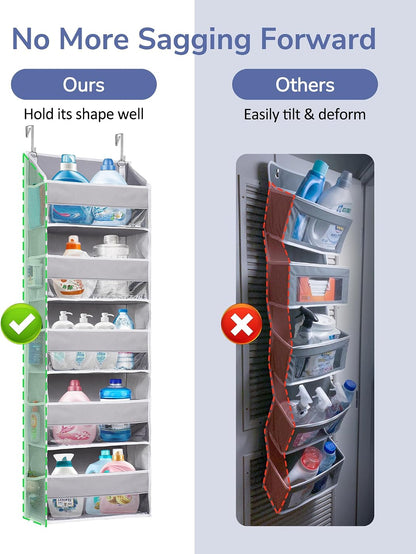 ULG Over the Door Organizer, 5-Tier Extra Large Hanging Storage with 10 Mesh Pockets, 100 lbs Capacity, Heavy Duty Door Organizer for Closet, Bedroom, Nursery Storage, Beige