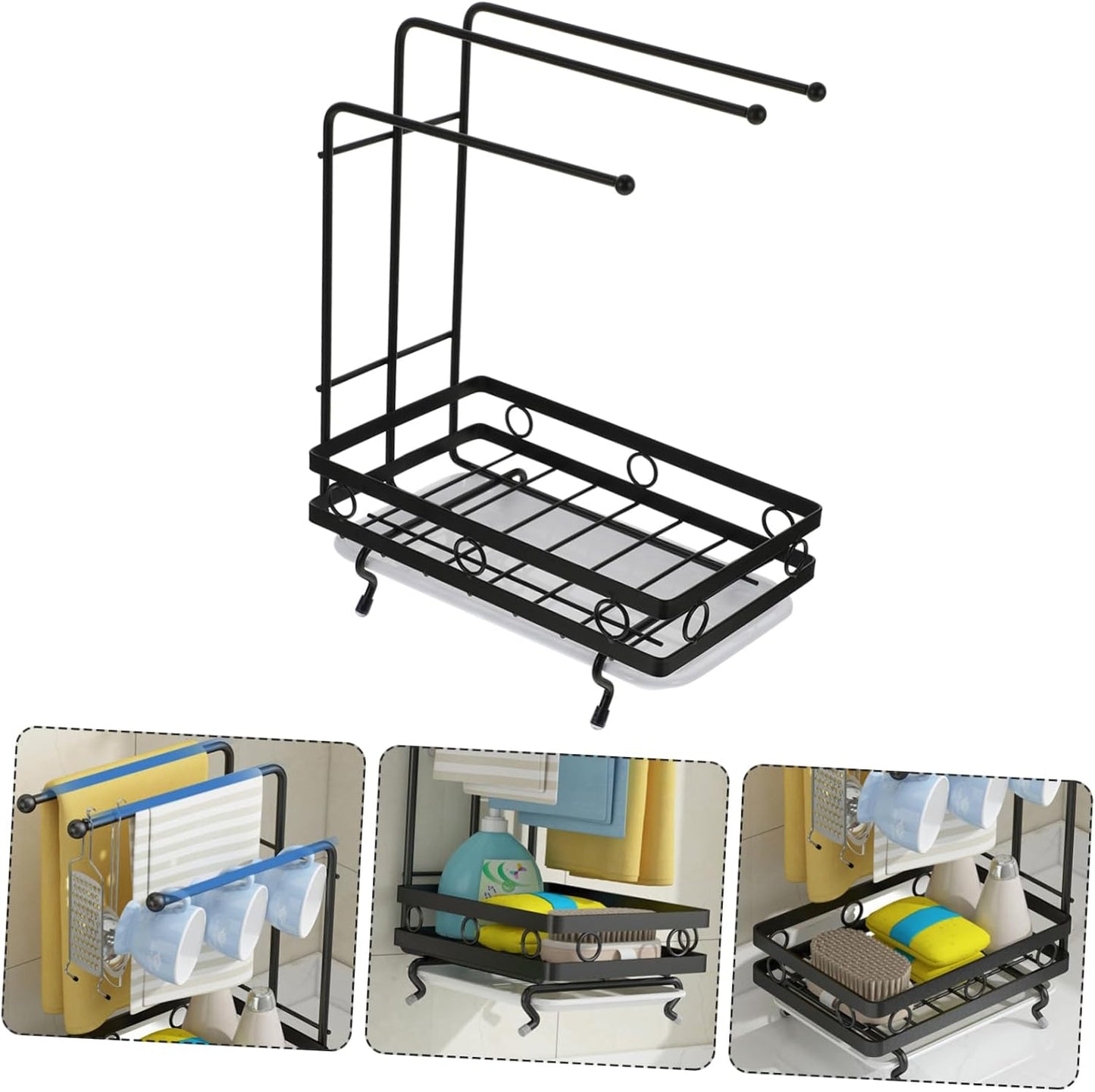 SHOWERORO 1pc Kitchen Sponge Rack Dual Purpose Desktop and Wall Mounted Design for Dishcloths and Cleaning Brushes Premium and Keeps Rags Dry and Organized