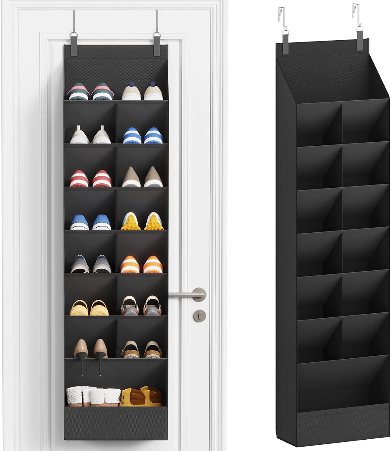 Lifewit 6 Tier Over the Door Shoe Organizer with 11 Large Deep Pockets, Fabric Hanging Shoes Shelf for Closet, Dorm Storage, Fit Up to 12 Pair Shoe Rack Holder for Sneakers, Boots, Gray