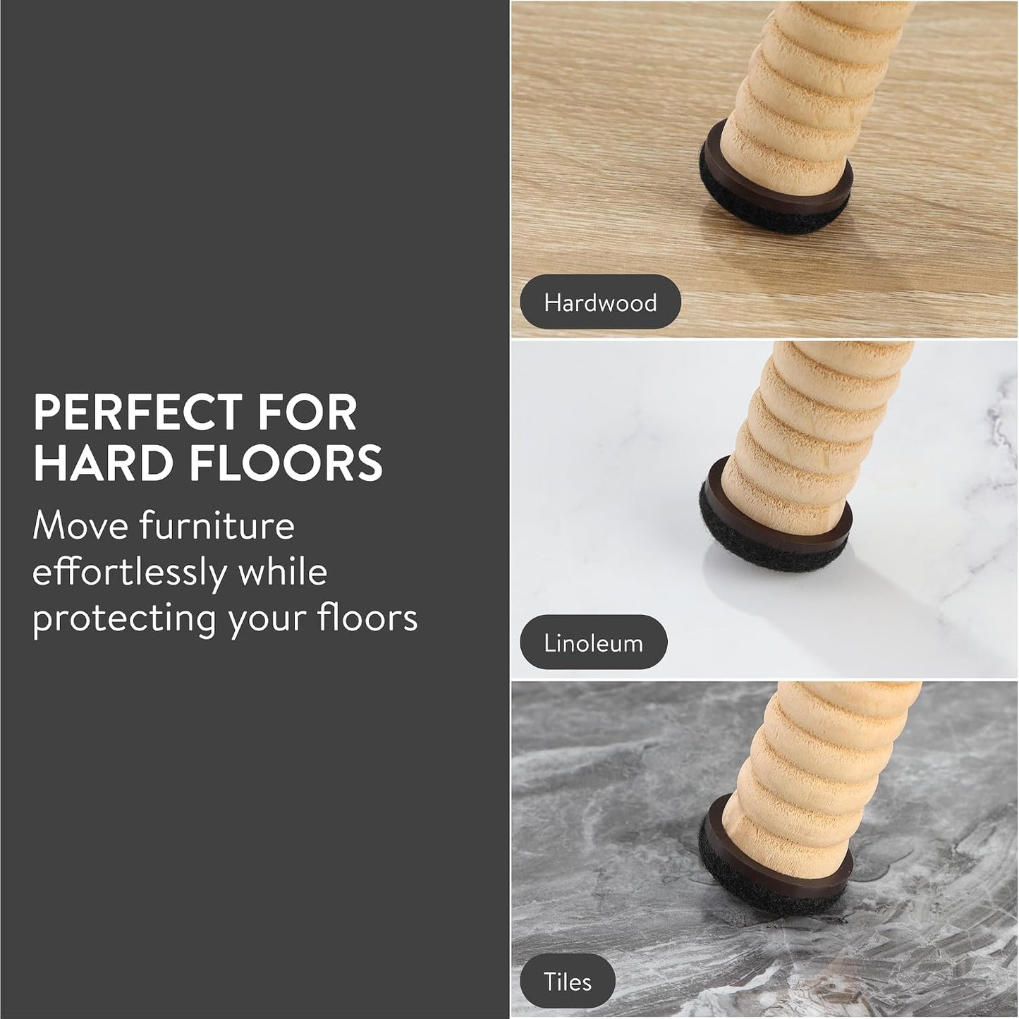 Aneaseit Felt Furniture Pads - Round Chair & Table Leg Protection for Hardwood Floors - Heavy Duty Floor Protectors - Pad Sliders for Chair Legs - 1 inch (25mm) 8 Pack - Black
