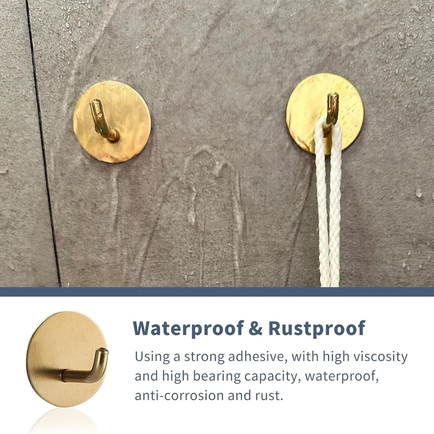 Rise age Adhesive Hooks Heavy Duty Waterproof in Shower Hooks for Hanging Loofah, Towels, Clothes, Robes for Bathroom Removable Adhesive Wall Hooks Door Hook Stainless Steel Black Stick on Hooks 4 Pcs