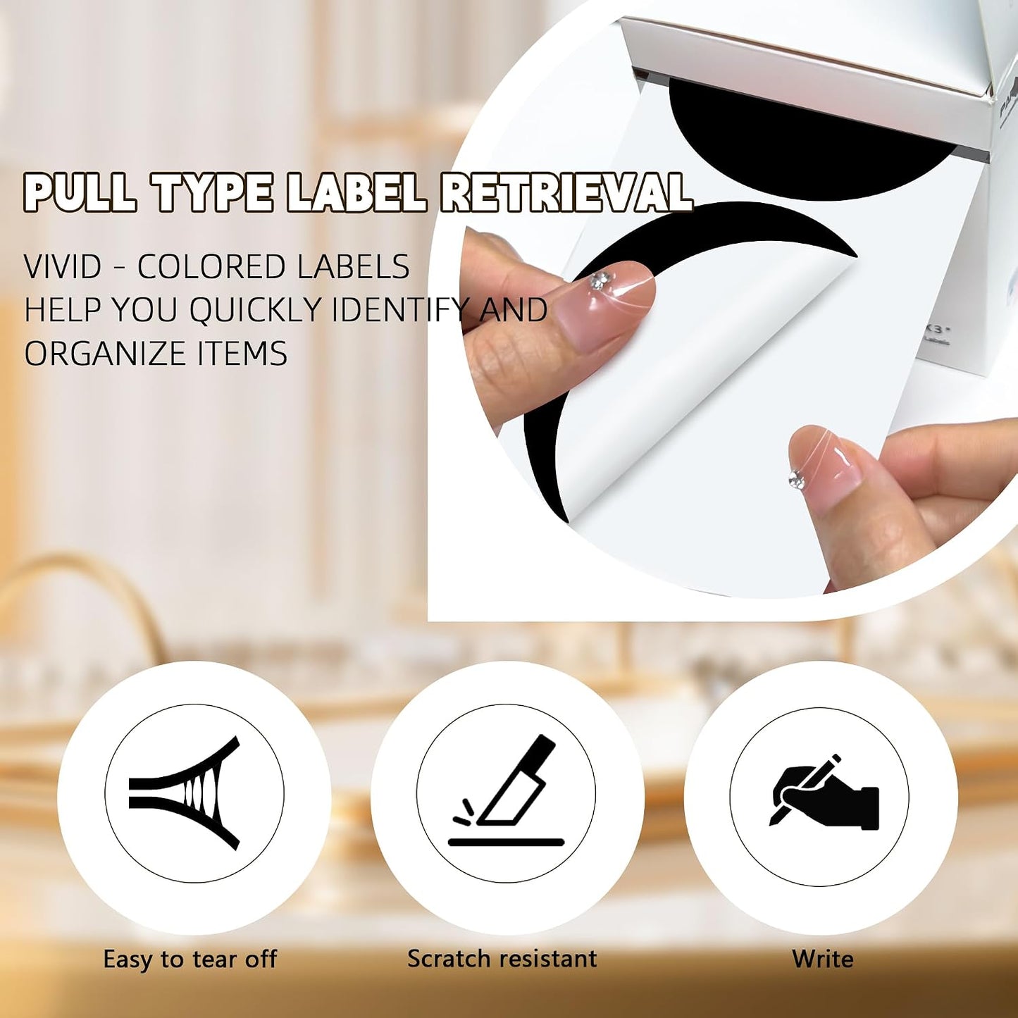 3 Inch White Color Code Dot Stickers,500 PCS Round Labels Stickers in Dispenser Box for Organization, Inventory,Classroom