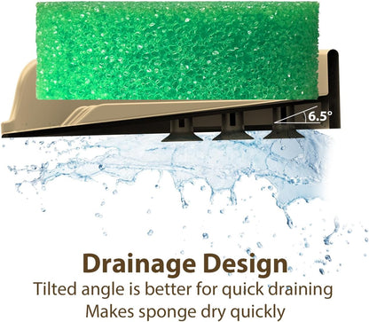 Sponge Holder for Scrub Daddy with Suction Cups and Drain Spout Kitchen Sink Caddy Organizer, Soap Dishes Holder Accessories Rack, Dishwasher Safe - 4.7"x4.7", Green