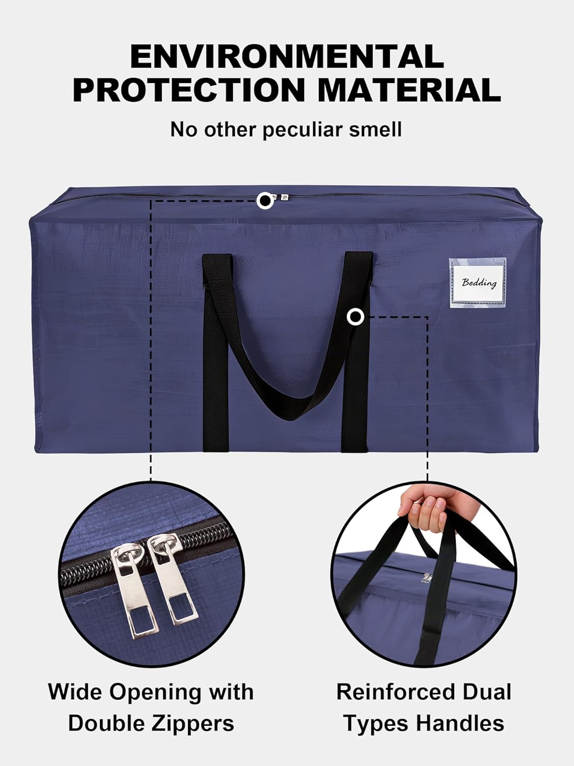 HOMESURE Supports 200lbs Heavy Duty Moving Bags - Strong Zipper & Wrap-Around Handles - Water-Resistant Storage Totes, Durable Alternative to Moving Boxes - 8 Pack - Semi-Transparent