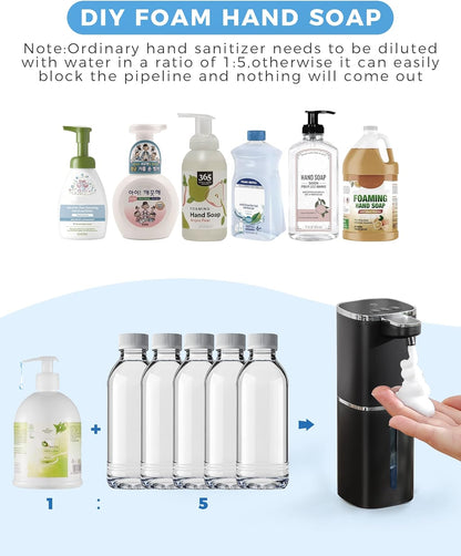 Automatic Foaming Soap Dispenser Touchless, USB Rechargeable Smart Hand Soap Dispenser, 9-Level Adjustable, 13.5oz/400mL,IPX5 Waterproof, Wall/Tabletop Kitchen Bathroom, Black
