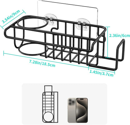 HapiRm 4 in 1 Sink Caddy Sponge Holder, SUS304 Stainless Steel Kitchen Brush Holder and Dish Cloth Hanger, Kitchen Organizers and Storage Essentials - Silver